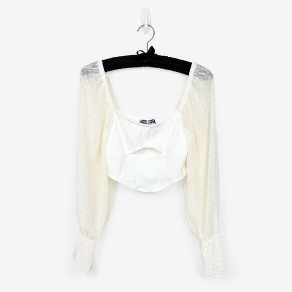 Urban Outfitters Mirabel Puff Sleeve Blouse Size M Crop Top Corset Soft Girl